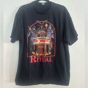 Satanic morning ritual coffee graphic tee